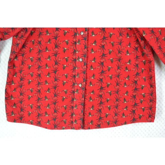 Cabela's Men's XL Vintage Red Flannel Flying Geese Heavyweight Button Up Shirt - Picture 7 of 11